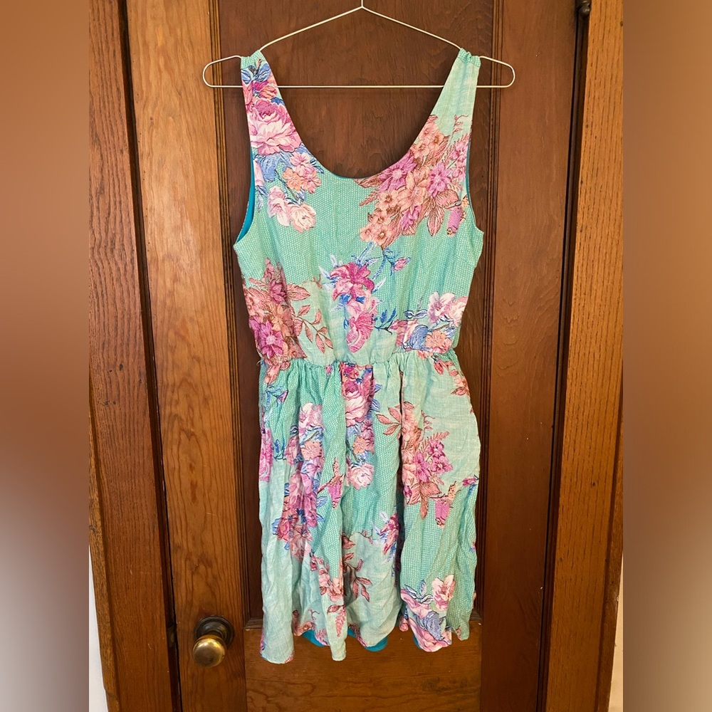 ModCloth Moon Collection Floral Fit & Flare Dress with Back Cut out